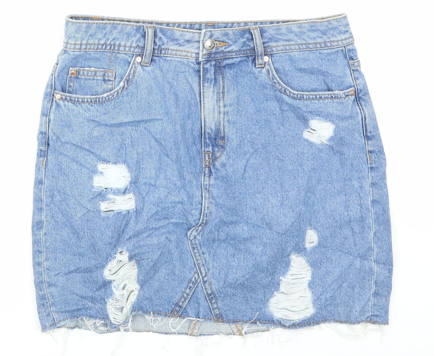H&M Womens Blue  Denim Mini Skirt Size 6