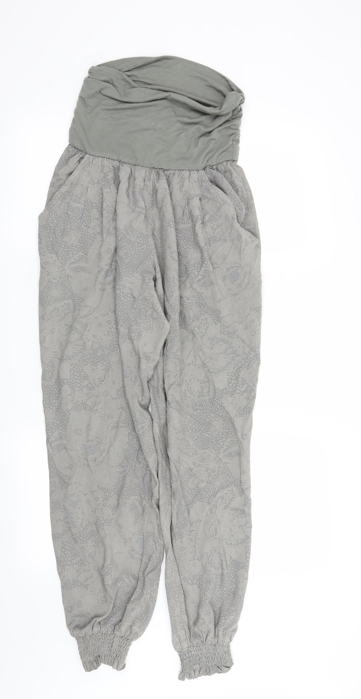 Body Flirt Womens Grey Floral  Trousers  Size 14 L31 in