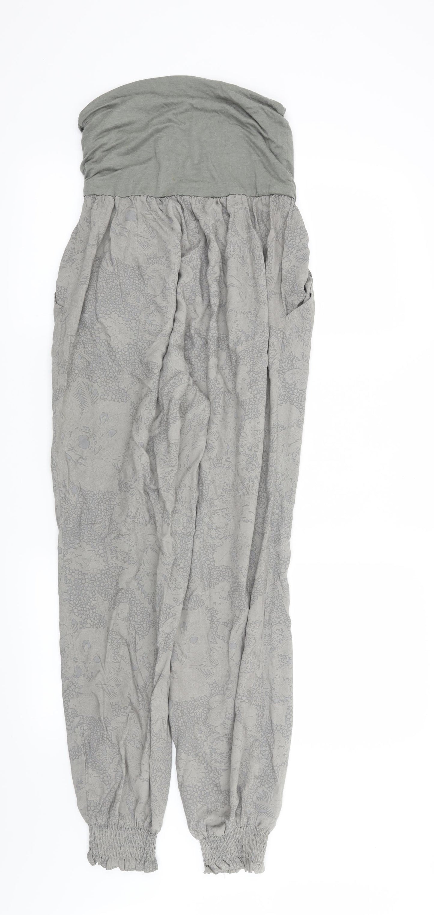 Body Flirt Womens Grey Floral  Trousers  Size 14 L31 in