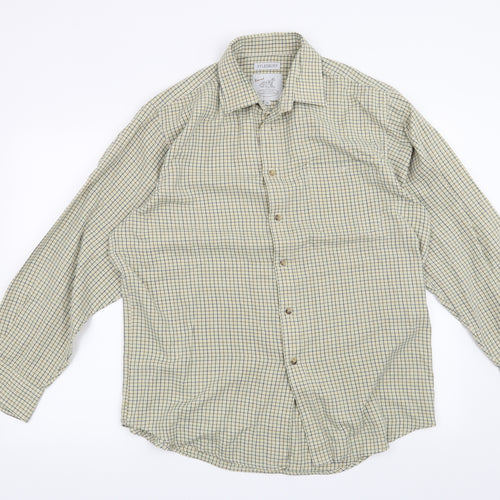 Preworn Mens Yellow Check   Button-Up Size 16
