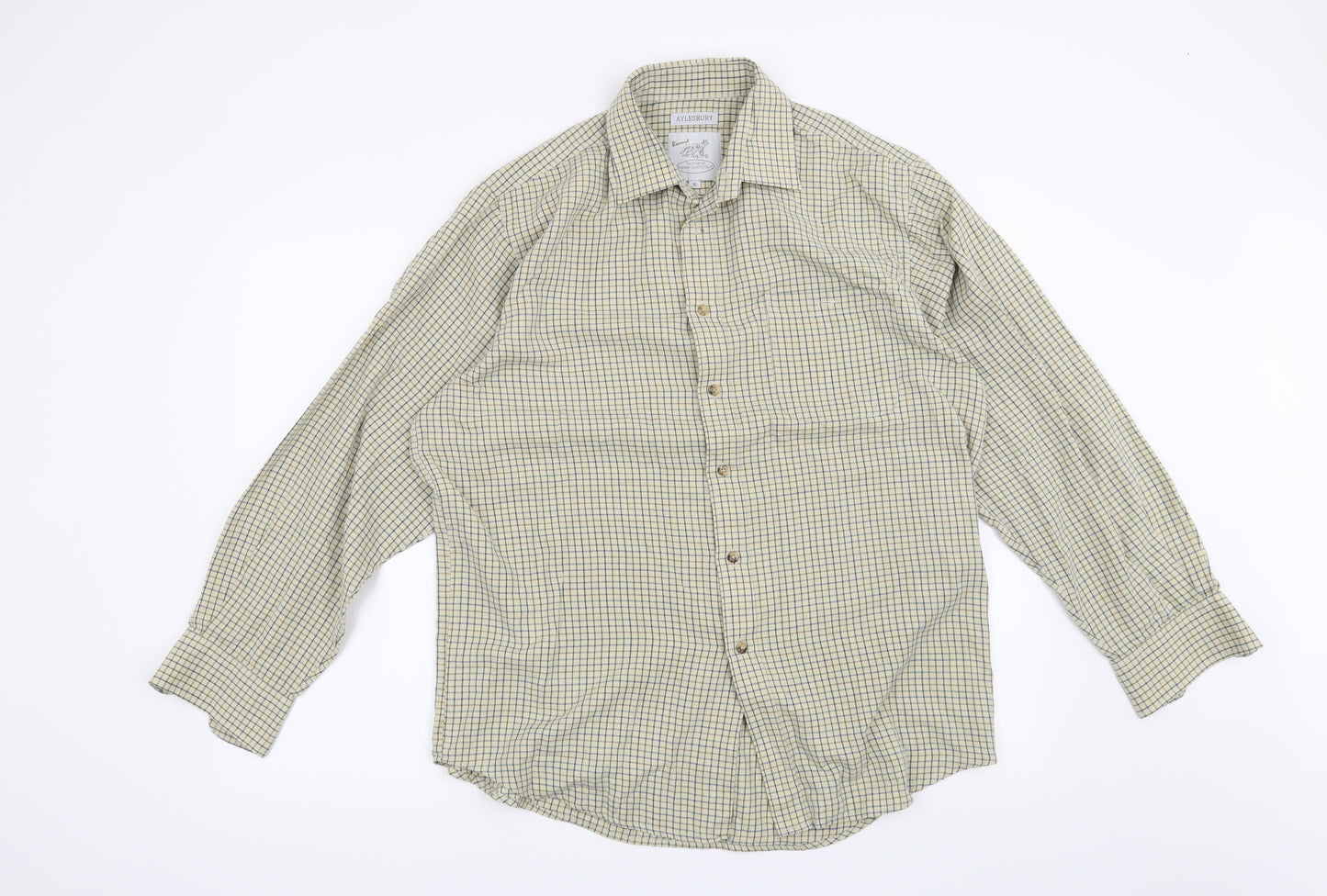 Preworn Mens Yellow Check   Button-Up Size 16