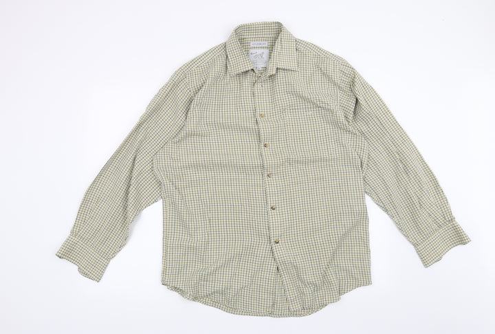 Preworn Mens Yellow Check   Button-Up Size 16