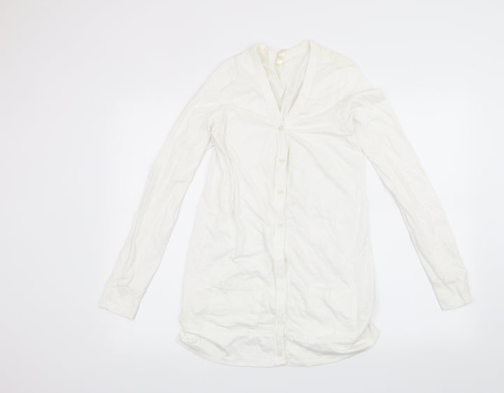 Preworn Womens White Cardigan Sweatshirt Size M
