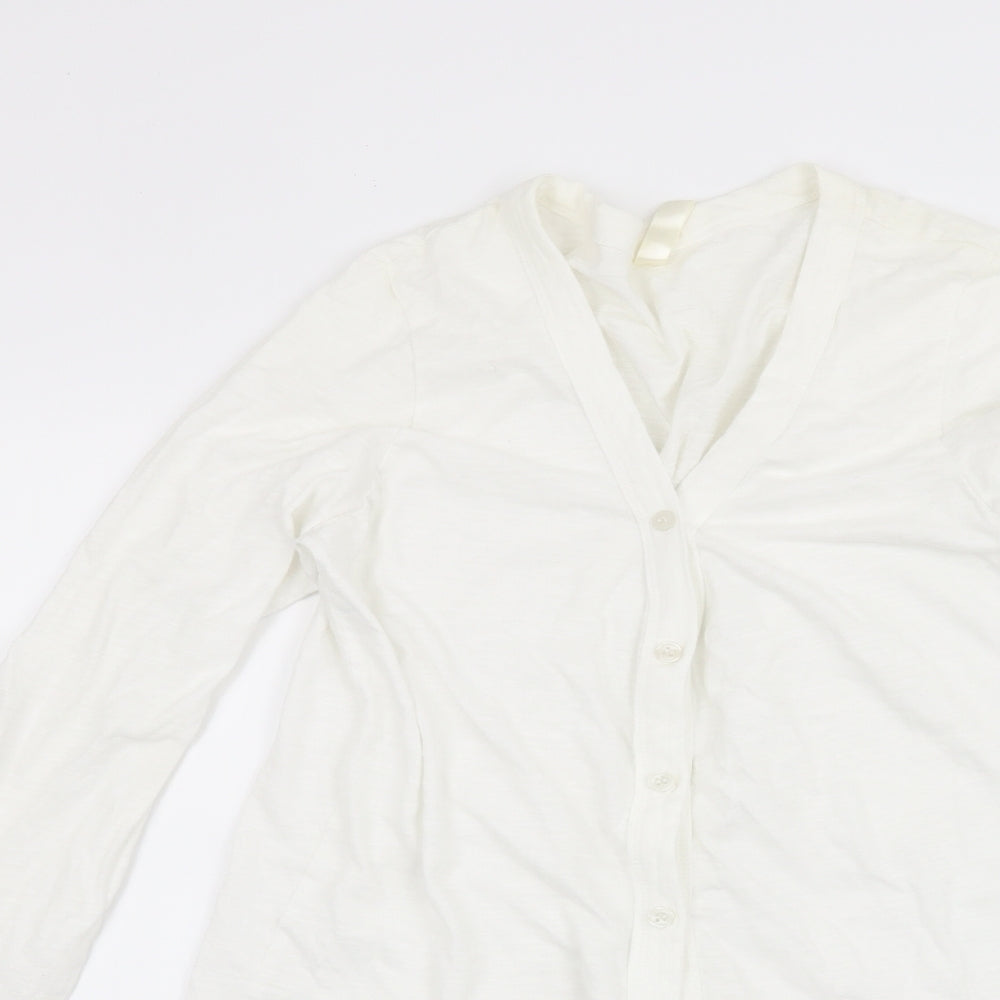 Preworn Womens White   Cardigan Sweatshirt Size M