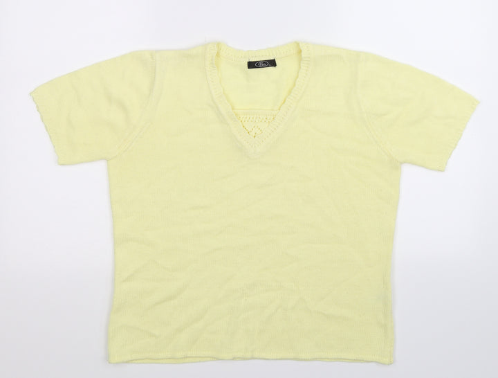 BM Womens Yellow Knit Pullover Jumper Size S