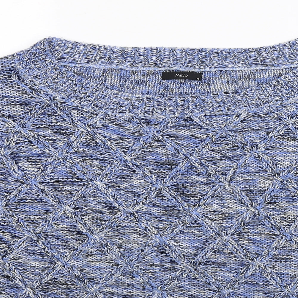 M&Co Womens Blue  Knit Pullover Jumper Size 18