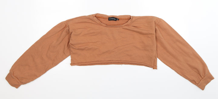 PRETTYLITTLETHING Womens Beige Pullover Sweatshirt Size 8 - Cropped