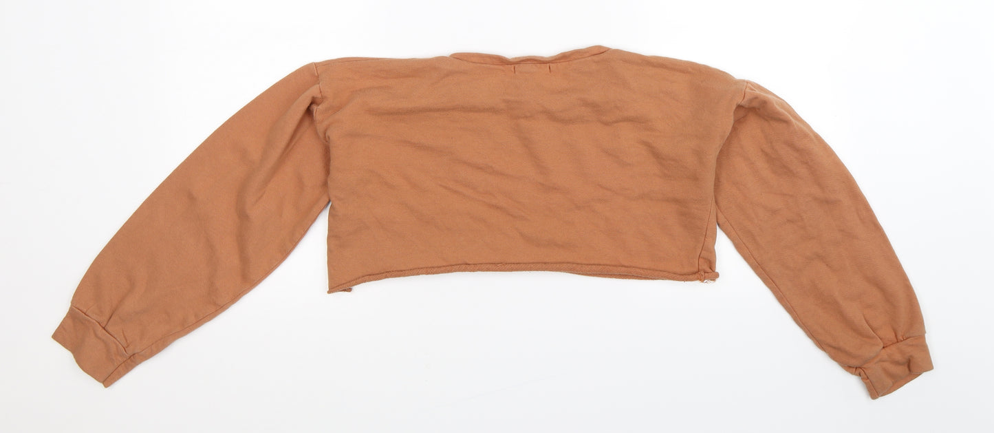 PRETTYLITTLETHING Womens Beige   Pullover Sweatshirt Size 8  - Cropped