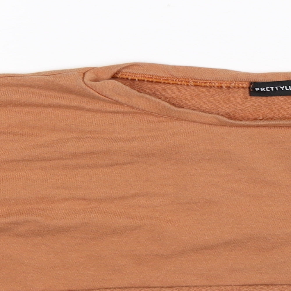 PRETTYLITTLETHING Womens Beige   Pullover Sweatshirt Size 8  - Cropped