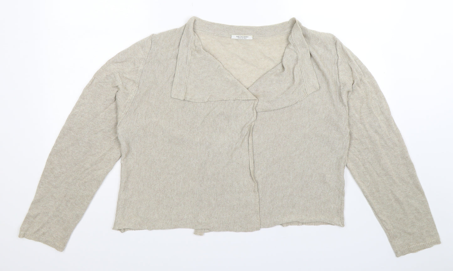 Artigiano Womens Beige  Knit Cardigan Jumper Size L