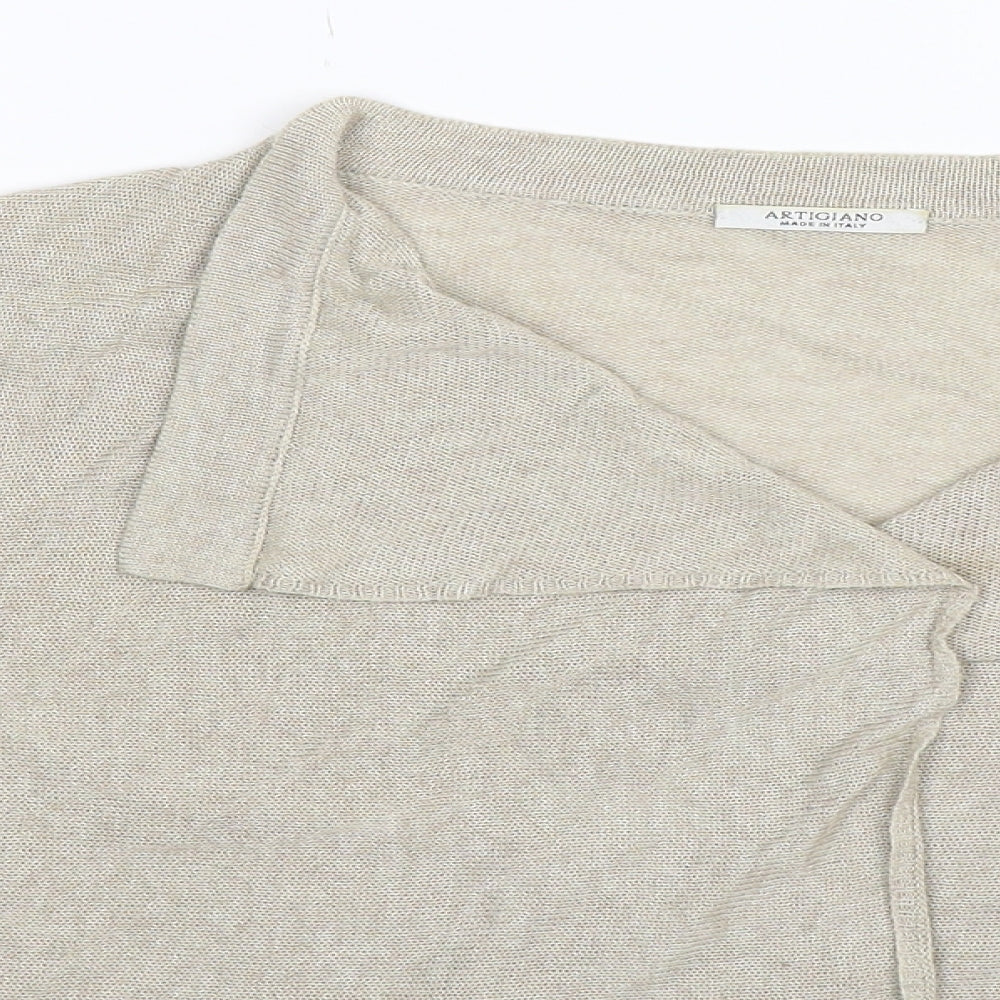 Artigiano Womens Beige  Knit Cardigan Jumper Size L