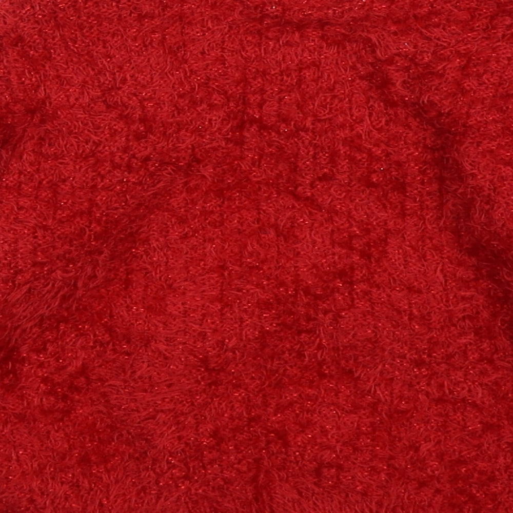 F&F Girls Red  Knit Pullover Jumper Size 3-4 Years  - Christmas