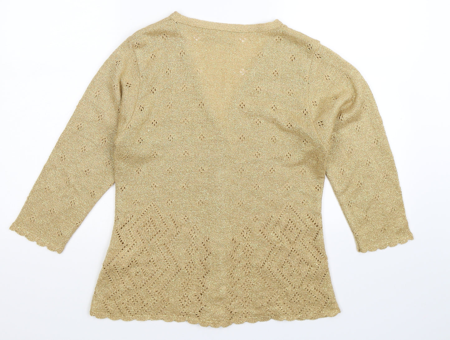 Etam Womens Gold  Knit Cardigan Jumper Size 12