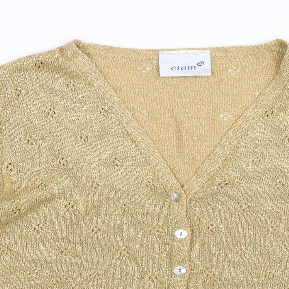 Etam Womens Gold  Knit Cardigan Jumper Size 12
