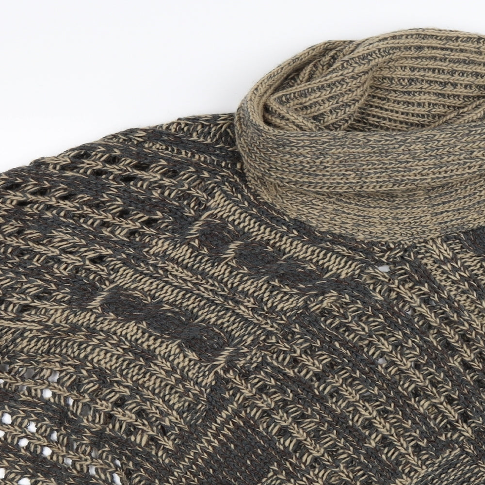 TU Womens Grey  Knit Jacket Poncho One Size