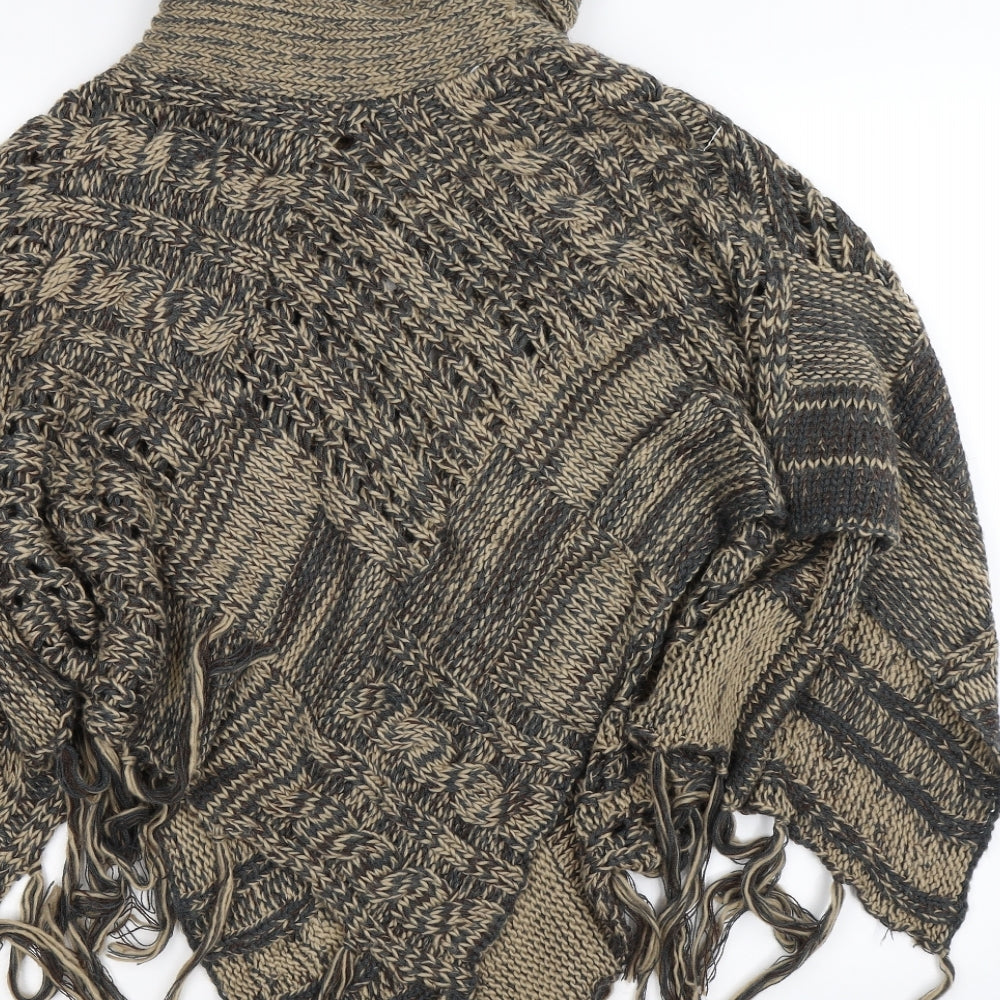 TU Womens Grey  Knit Jacket Poncho One Size