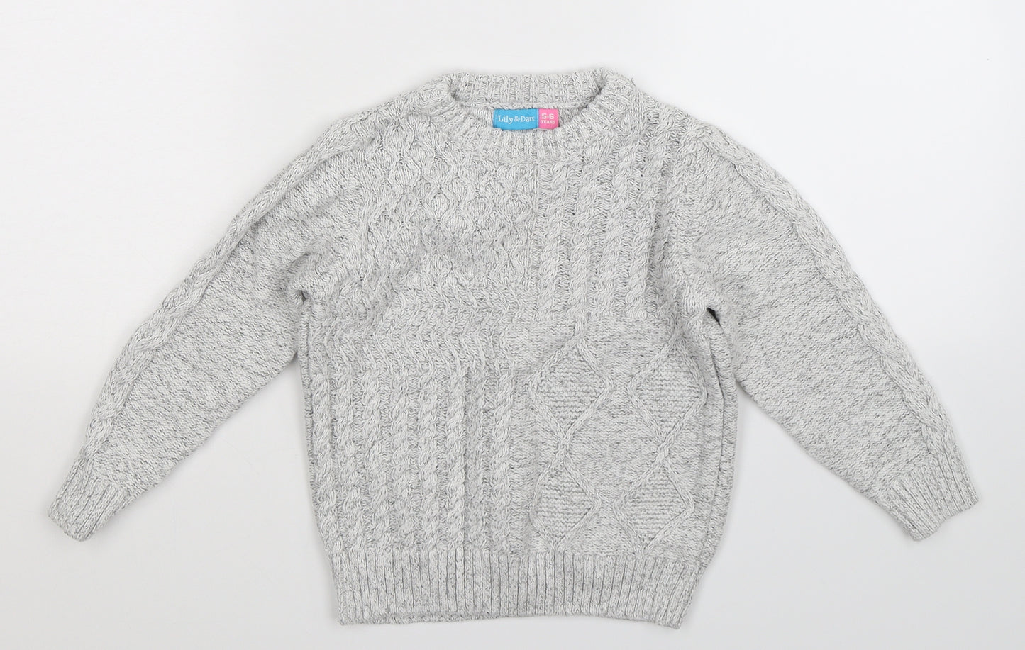 Lily & Dan Boys Grey  Knit Pullover Jumper Size 5-6 Years