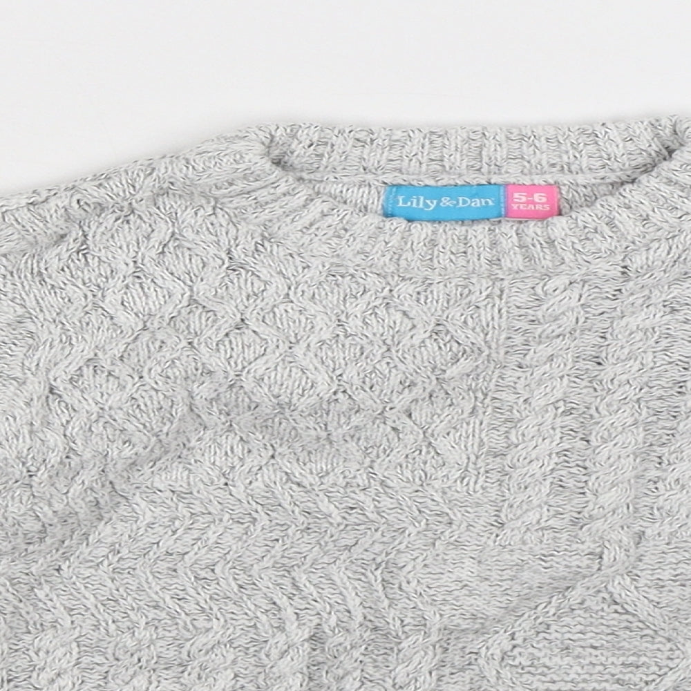 Lily & Dan Boys Grey  Knit Pullover Jumper Size 5-6 Years