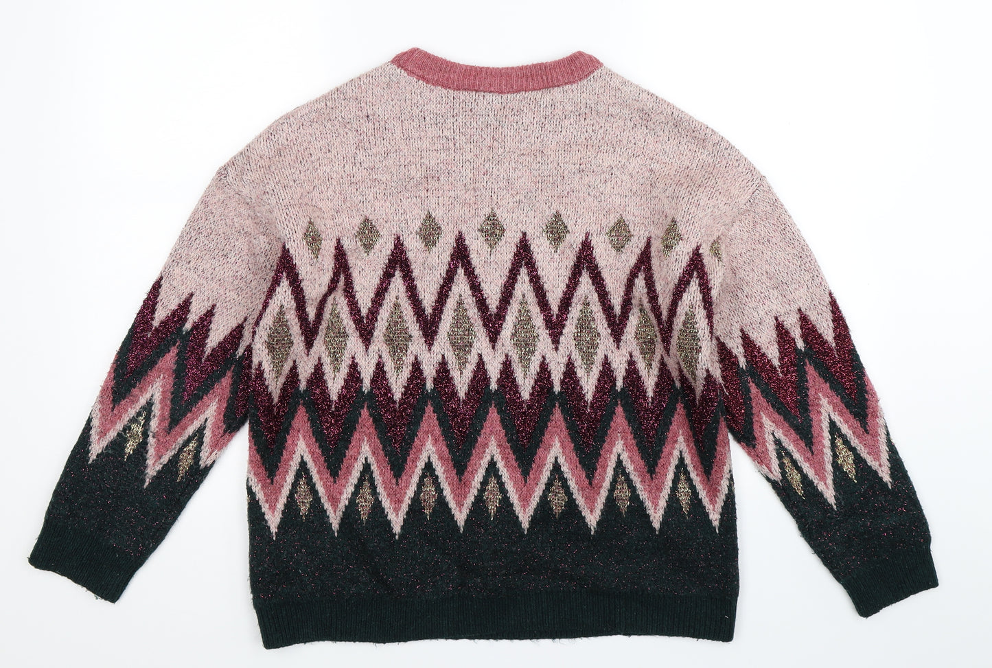 F&F Womens Multicoloured Geometric Knit Pullover Jumper Size 8