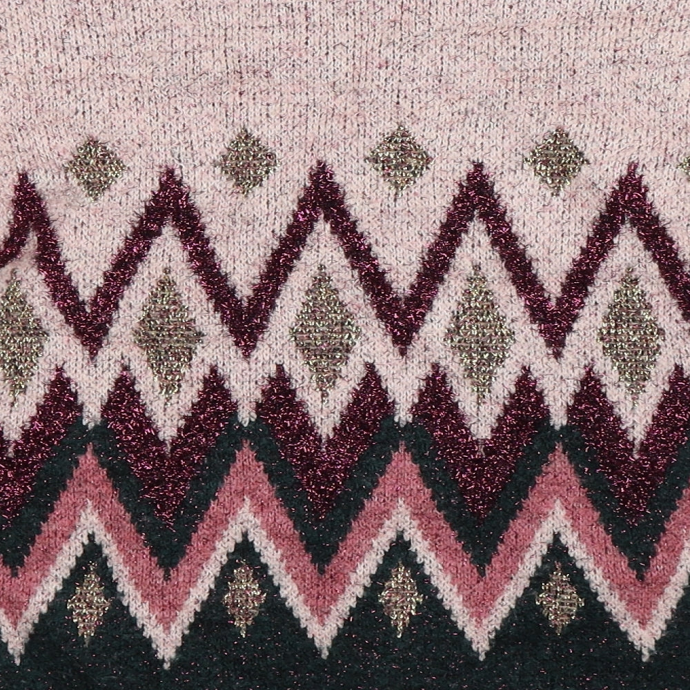 F&F Womens Multicoloured Geometric Knit Pullover Jumper Size 8