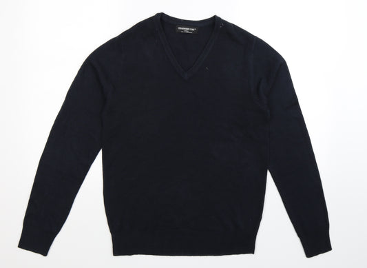 Front view of Cedarwood State men’s blue knit jumper, size S