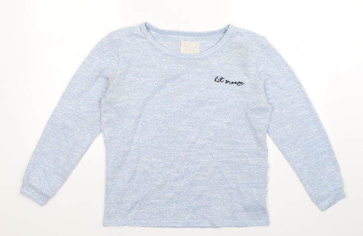 F&F Womens Blue Solid Knit Top Pyjama Top Size 14