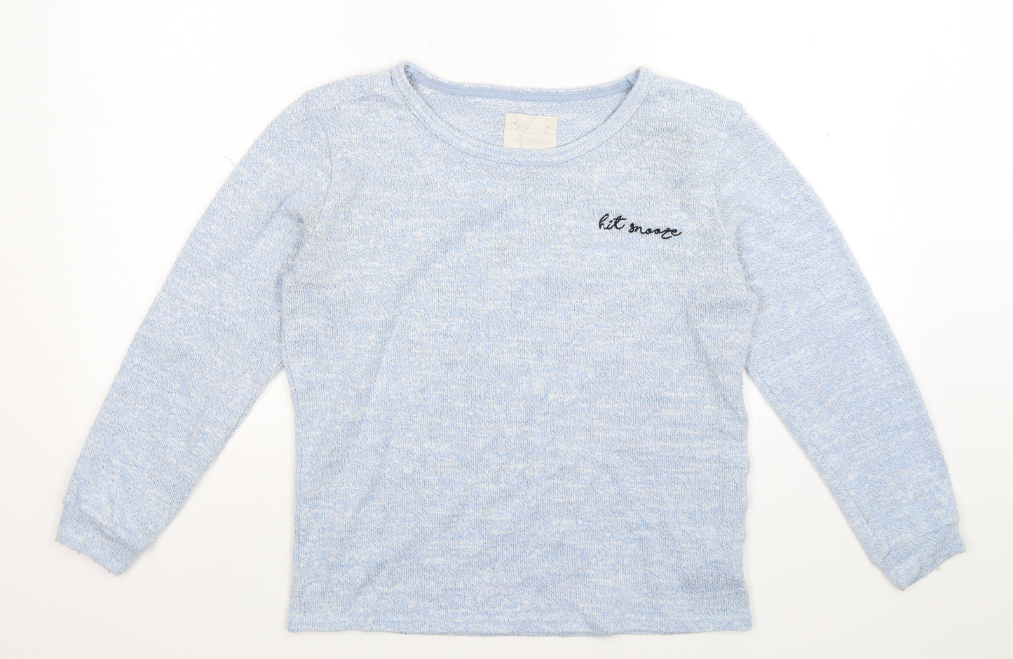 F&F Womens Blue Solid Knit Top Pyjama Top Size 14