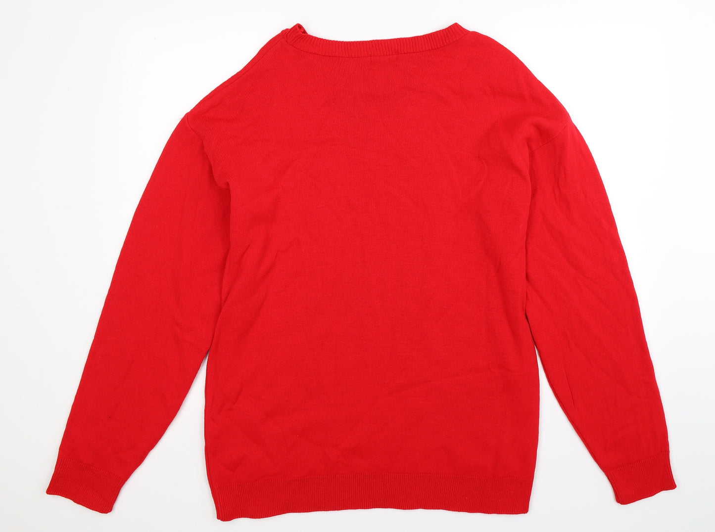 PRETTYLITTLETHING Mens Red  Knit Pullover Jumper Size L  - Christmas