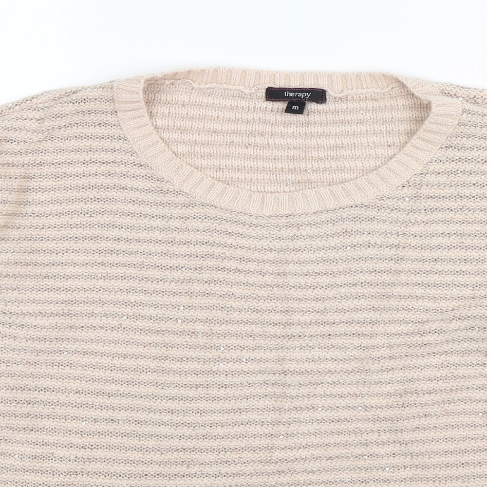 Therapy Womens Beige  Knit Pullover Jumper Size M