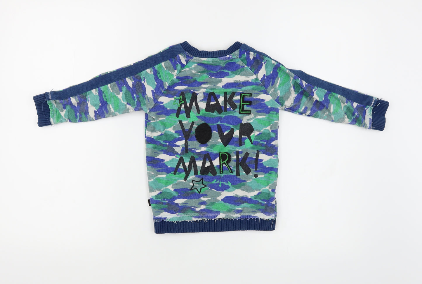 Fearne Cotton Boys Blue Camouflage  Pullover Jumper Size 2-3 Years  - Distressed Hem