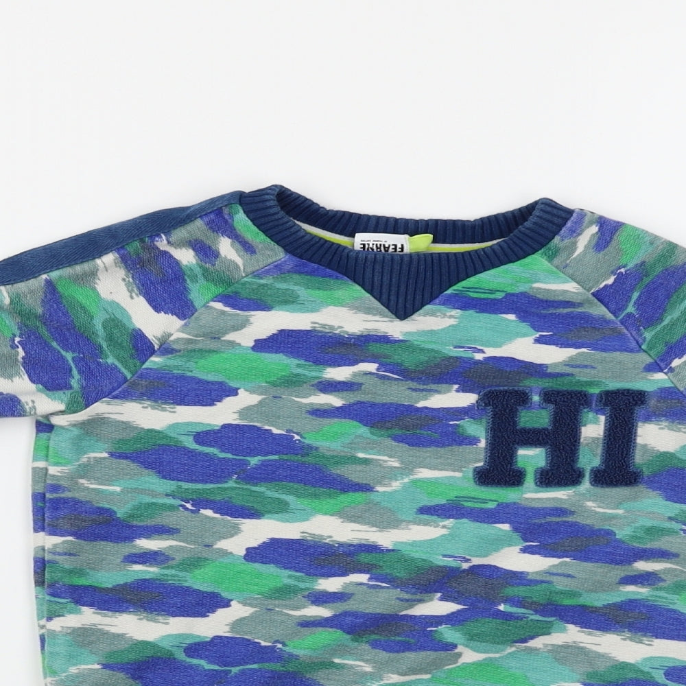 Fearne Cotton Boys Blue Camouflage  Pullover Jumper Size 2-3 Years  - Distressed Hem