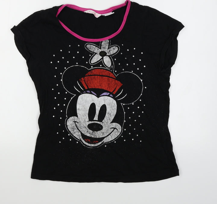 Disney Girls Black   Basic T-Shirt Size 12-13 Years  - Mickey mouse