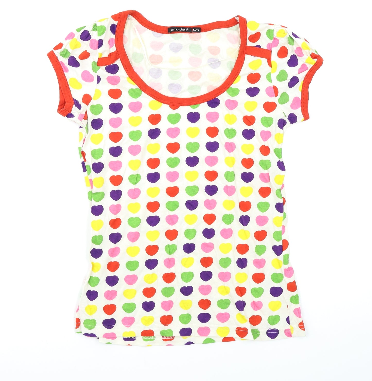 Atmosphere Womens White Polka Dot  Basic T-Shirt Size 12