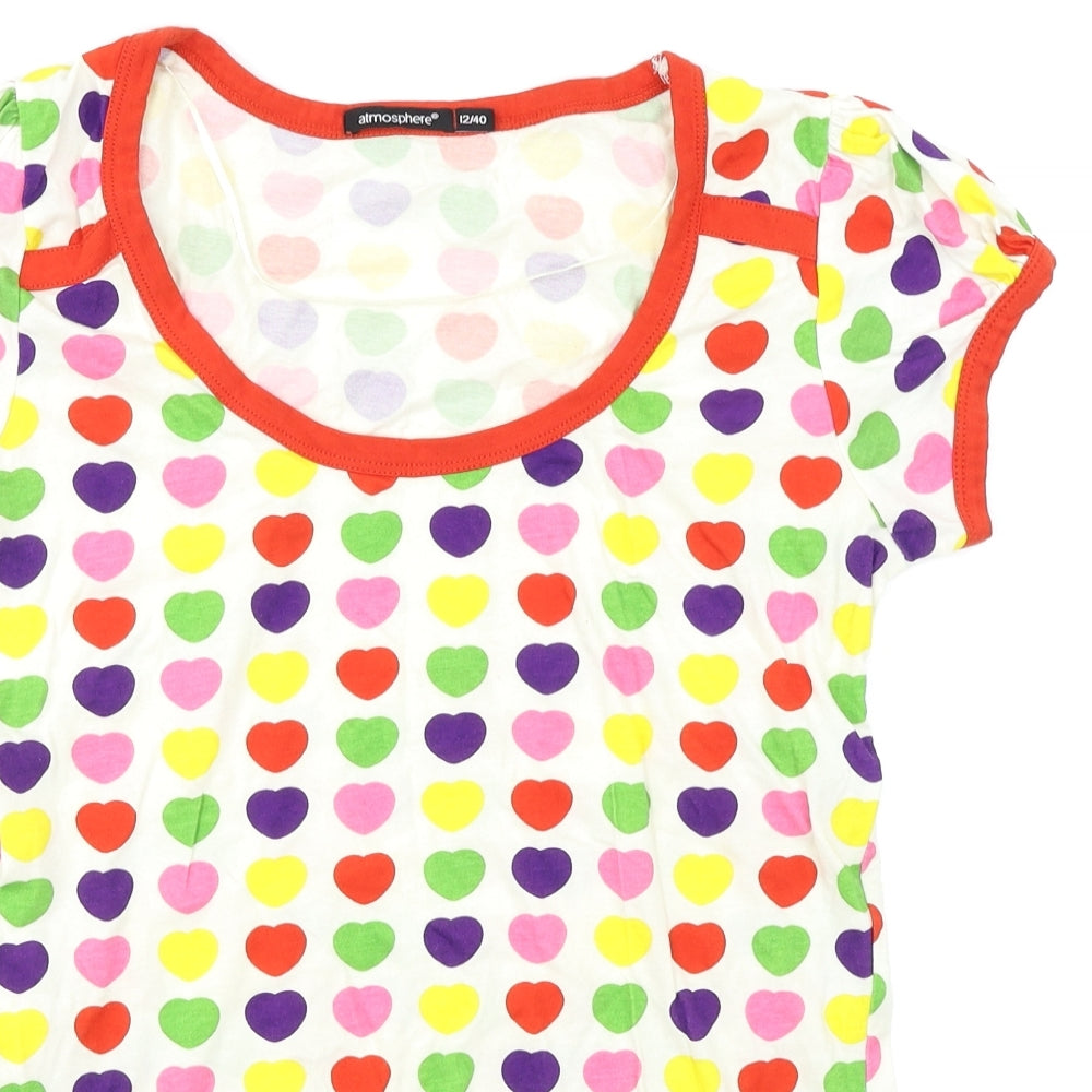 Atmosphere Womens White Polka Dot  Basic T-Shirt Size 12