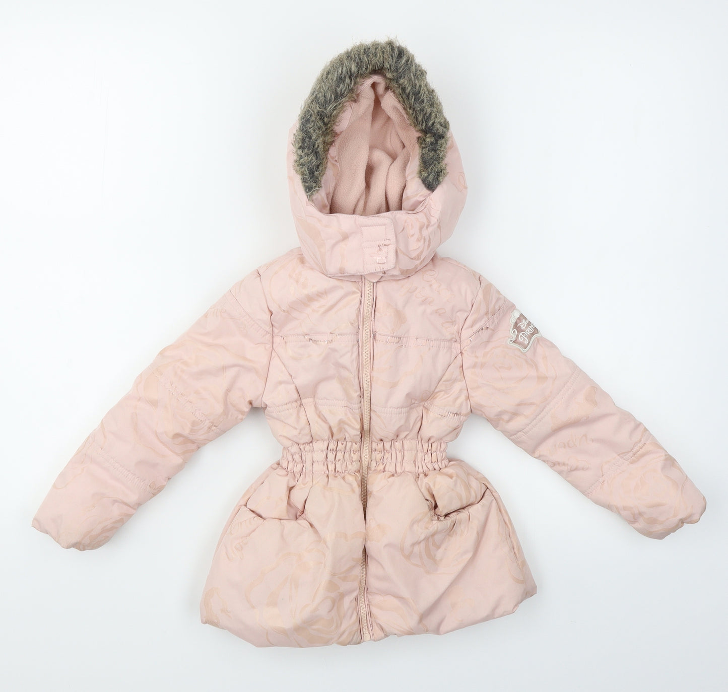 Disney Girls Pink Floral  Puffer Jacket Coat Size 2-3 Years  - Disney Princess