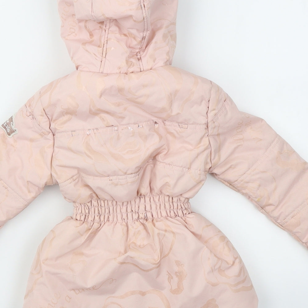 Disney Girls Pink Floral  Puffer Jacket Coat Size 2-3 Years  - Disney Princess