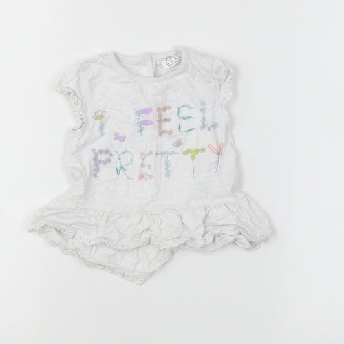 F&F Baby White   A-Line  Size 3-6 Months  - Graphic on front