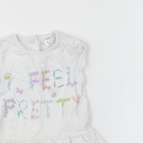 F&F Baby White   A-Line  Size 3-6 Months  - Graphic on front