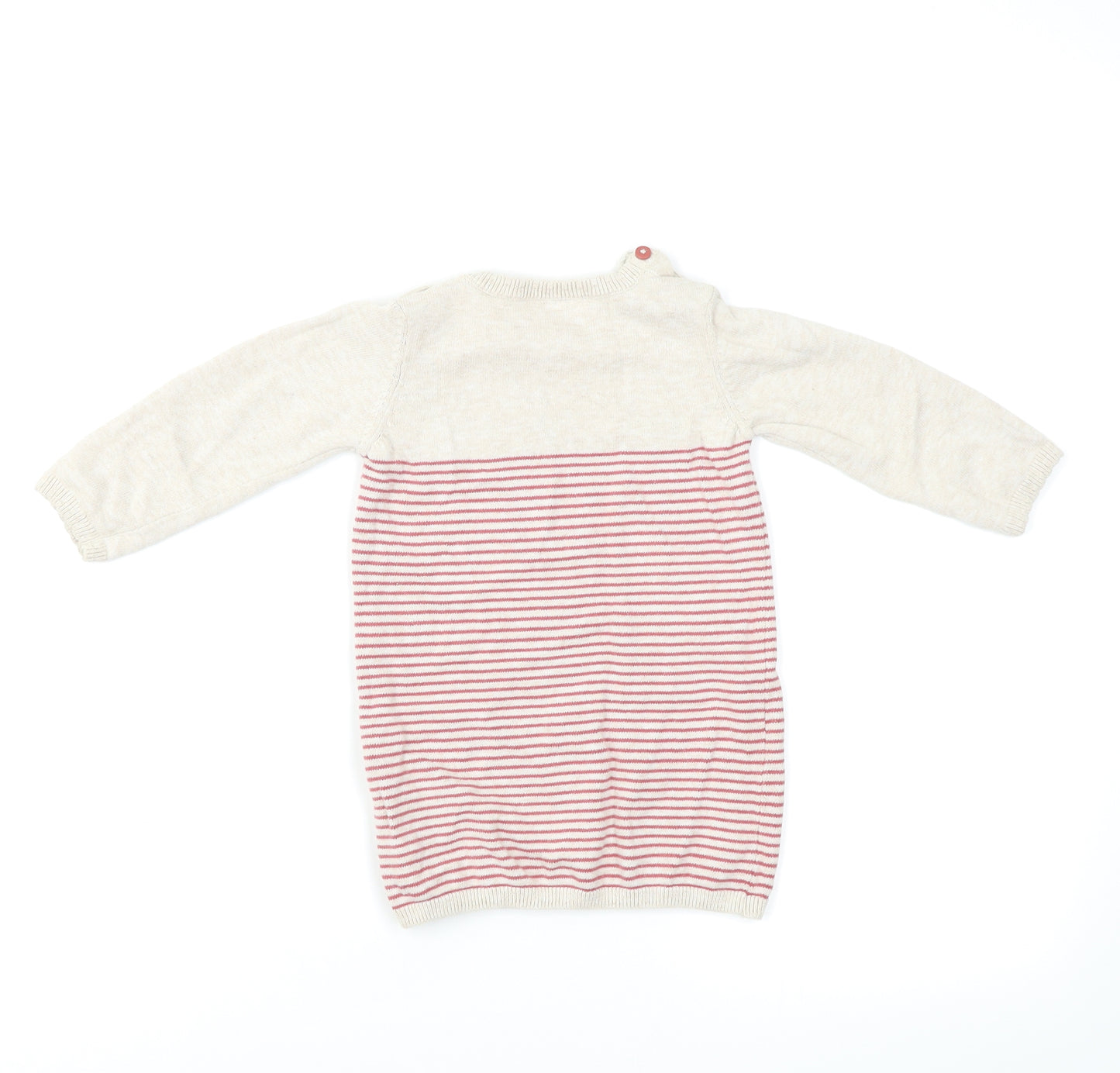 TU Baby Beige Pinstripe  Pullover Jumper Size 9-12 Months  - Flower Detail