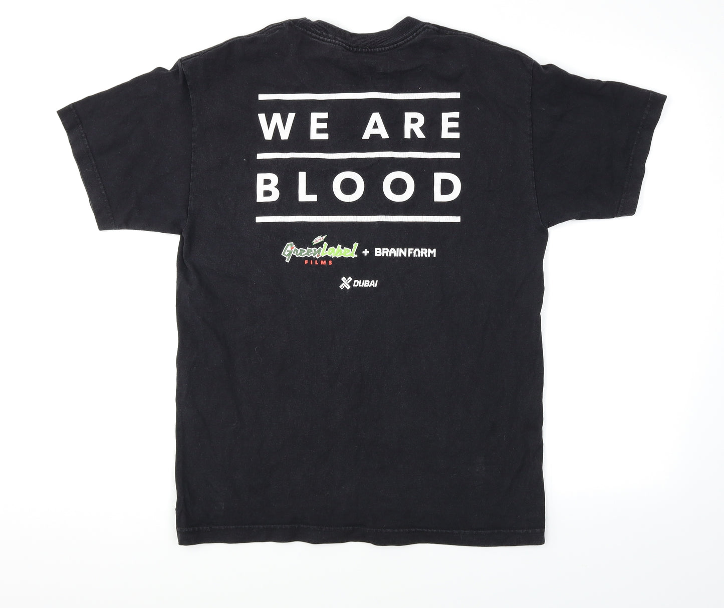 GLX Mens Black    T-Shirt Size M  - Print on front and back