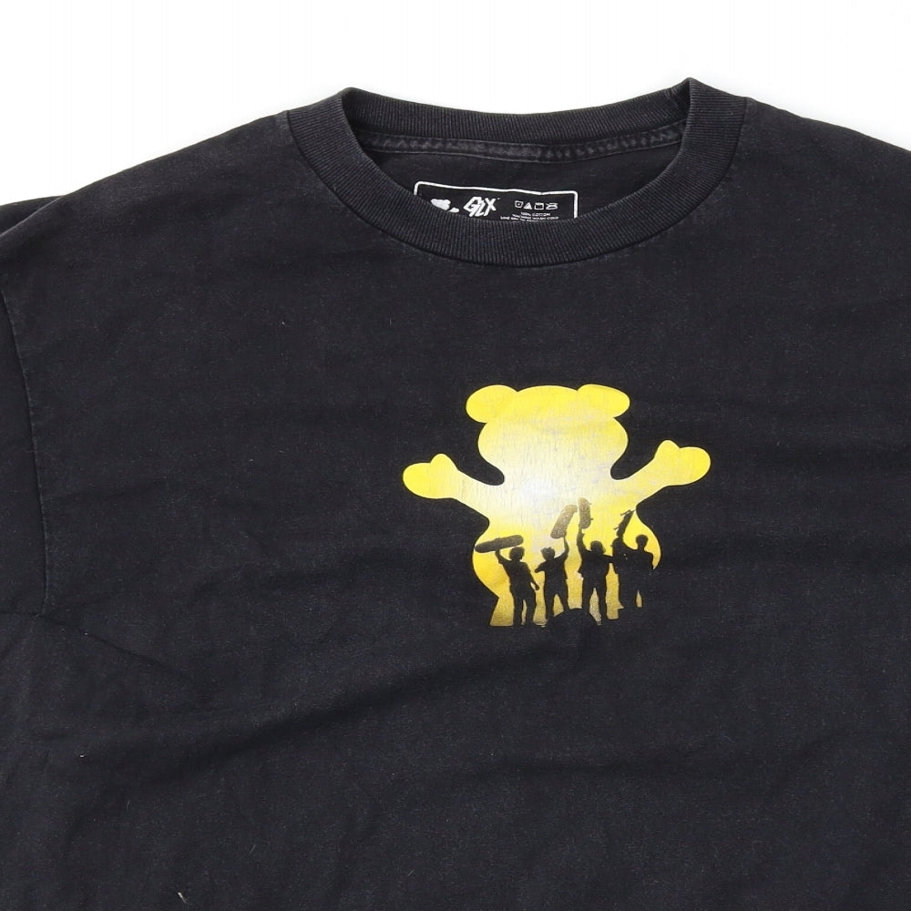 GLX Mens Black    T-Shirt Size M  - Print on front and back