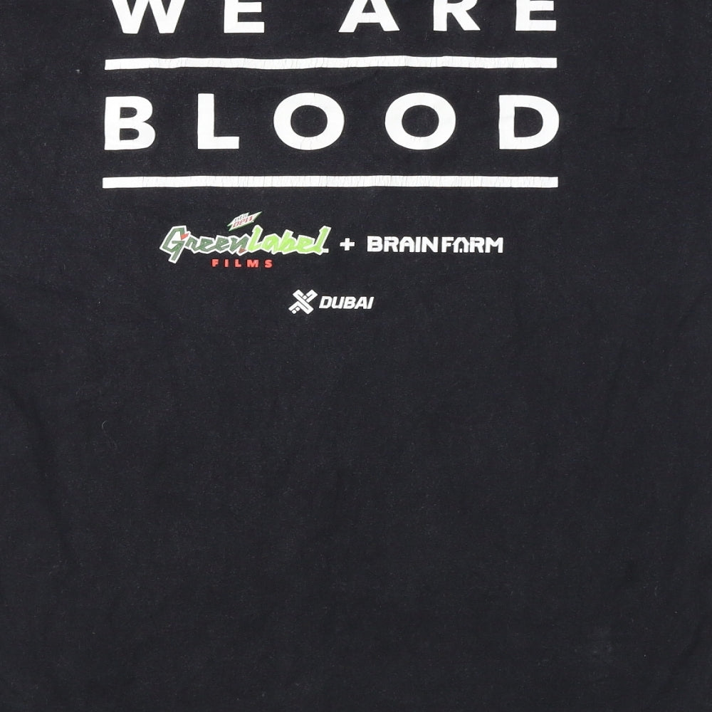 GLX Mens Black    T-Shirt Size M  - Print on front and back