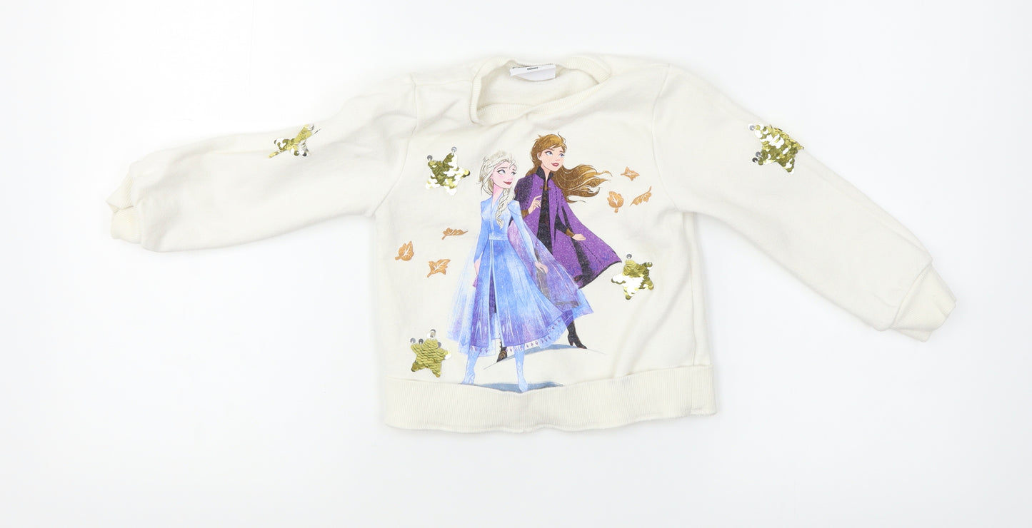 Disney Girls White   Pullover Jumper Size 3-4 Years  - Frozen