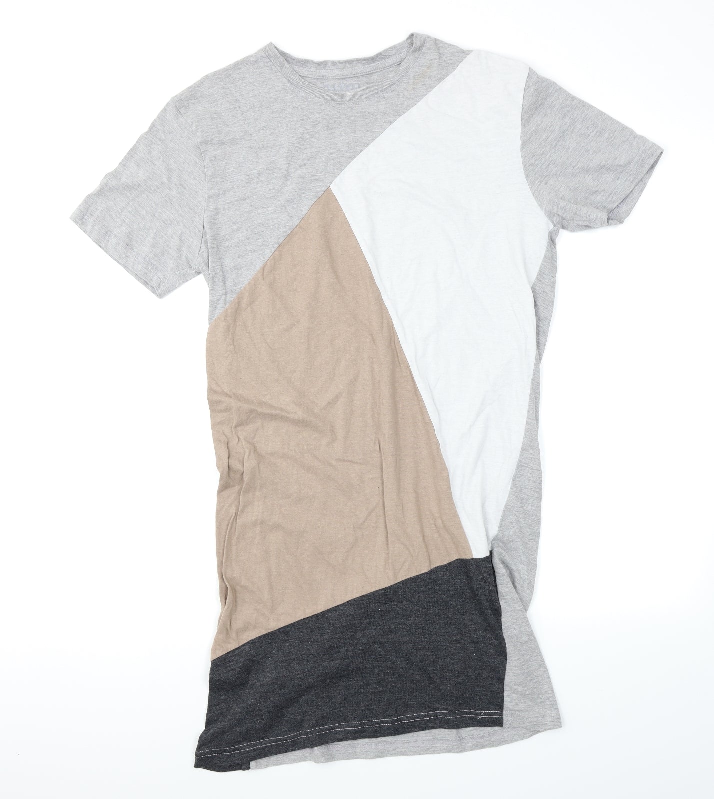 Boohoo Man Mens Grey Colourblock   T-Shirt Size L