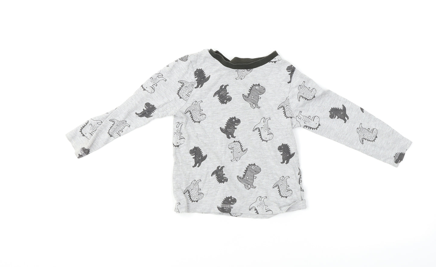 George Boys Grey Animal Print  Basic T-Shirt Size 3-4 Years  - Dinosaurs