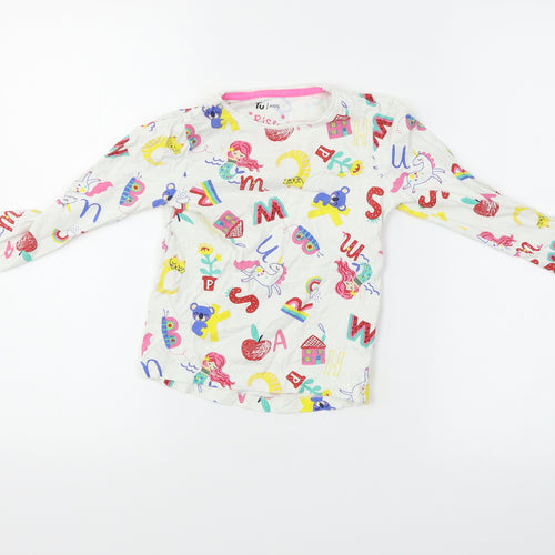 TU Girls White Animal Print  Basic T-Shirt Size 4-5 Years