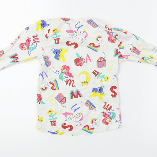 TU Girls White Animal Print  Basic T-Shirt Size 4-5 Years