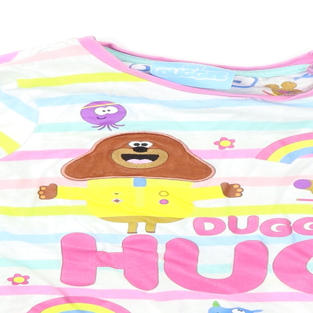 TU Girls White Pinstripe  Basic T-Shirt Size 4-5 Years  - Hey Duggee