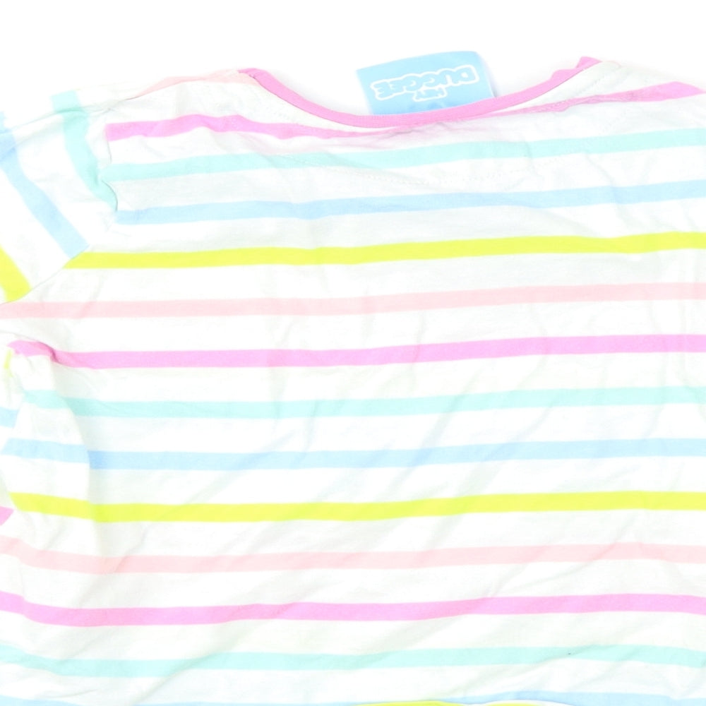 TU Girls White Pinstripe  Basic T-Shirt Size 4-5 Years  - Hey Duggee
