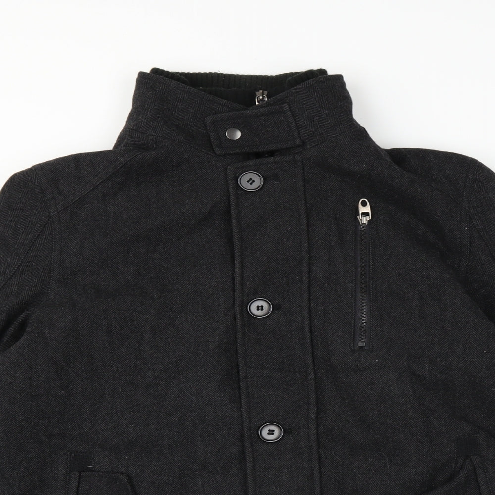 George Mens Black   Pea Coat Coat Size M